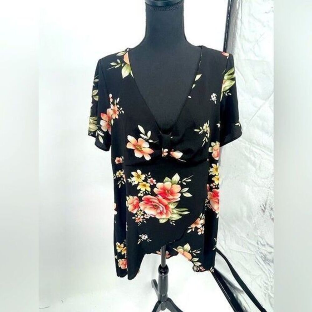 Rosegal dress size 16 black‎ with flowers